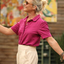 Blouse Amandine - coton/lin bougainvillier - Quintessence