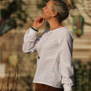 Blouse Amarante - broderie damier blanche - Quintessence