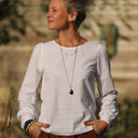 Blouse Amarante - broderie damier blanche - Quintessence