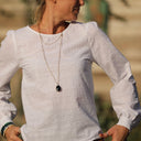 Blouse Amarante - broderie damier blanche - Quintessence