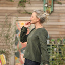 Blouse Amarante - velours milleraies kaki - Quintessence