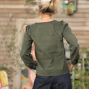 Blouse Amarante - velours milleraies kaki - Quintessence