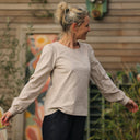 Blouse Amarante - velours milleraies sable - Quintessence