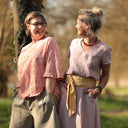 Blouse Annette Broderie de coton rose pamplemousse ajourée | Quintessence