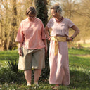 Blouse Annette Broderie de coton rose pamplemousse ajourée | Quintessence