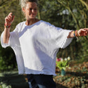 Blouse Annette Double gaze de coton blanche porté | atelier à Roubaix