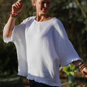 Blouse Annette Double gaze de coton blanche | Quintessence