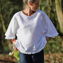 Blouse Annette Double gaze de coton blanche | Quintessence