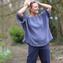 Blouse Annette Double gaze de coton Bleu encre | Quintessence