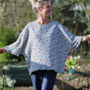 Blouse Annette Double gaze de coton fleurettes bleues | Fabriqué en France | Quintessence