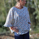 Blouse Annette Double gaze de coton fleurettes bleues | Quintessence