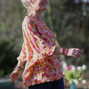 Blouse Annette Double gaze de coton “Fleurs en Feu” | Quintessence