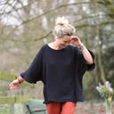 Blouse Annette Double gaze de coton noire | Quintessence