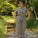 Blouse Camélia Armuré de coton savane graphique | Quintessence