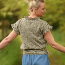 Blouse Camélia Armuré de coton savane graphique | Quintessence