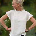 Blouse Camélia Coton flammé brodé ivoire | Quintessence