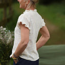 Blouse Camélia Coton flammé brodé ivoire | Quintessence