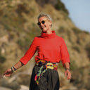 Blouse Catherine en lin/coton orange crépuscule - Quintessence