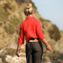 Blouse Catherine en lin/coton orange crépuscule - Quintessence