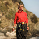 Blouse Catherine en lin/coton orange crépuscule - Quintessence