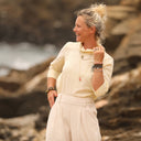 Blouse Catherine en seersucker de coton jaune/blanc - Quintessence