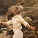 Blouse Catherine en seersucker de coton jaune/blanc - Quintessence