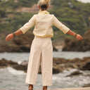 Blouse Catherine en seersucker de coton jaune/blanc - Quintessence