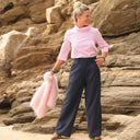 Blouse Catherine en seersucker de coton rose/blanc - Quintessence