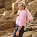 Blouse Catherine en seersucker de coton rose/blanc - Quintessence