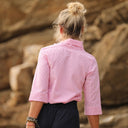 Blouse Catherine en seersucker de coton rose/blanc - Quintessence