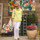 Blouse Catherine en vichy ficelle/jaune fluo - Quintessence