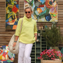 Blouse Catherine en vichy ficelle/jaune fluo - Quintessence