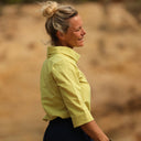 Blouse Catherine en vichy ficelle/jaune fluo - Quintessence