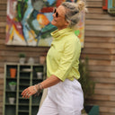 Blouse Catherine en vichy ficelle/jaune fluo - Quintessence