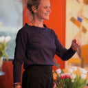 Blouse Clarisse - Jersey brodé bleu nuit - Quintessence