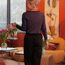 Blouse Clarisse - Jersey brodé bleu nuit - Quintessence