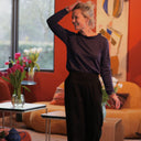 Blouse Clarisse - Jersey brodé bleu nuit - Quintessence