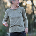 Blouse Clarisse - Jersey brodé kaki - Quintessence