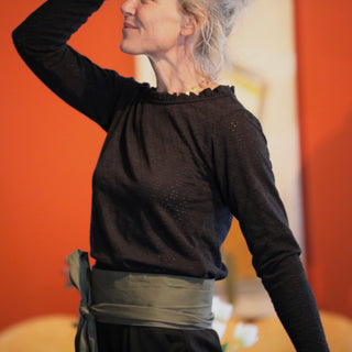 Blouse  Clarisse - Jersey brodé noir