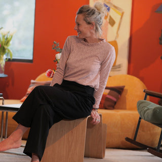 Blouse  Clarisse - Jersey brodé rose boisé