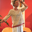 Blouse Constance — Coton brodé ficelle & bandes brodé terracotta - Quintessence