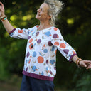 Blouse Constance — Coton fruité & bandes lin lilas - Quintessence