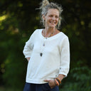 Blouse Constance — Double gaze blanche - bandes brodées - Quintessence