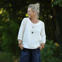 Blouse Constance — Double gaze blanche - bandes brodées - Quintessence