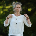 Blouse Constance — Double gaze blanche - bandes brodées - Quintessence