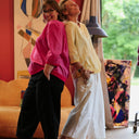 Blouse Constance — Lin jaune pâle & bandes lin chiné bouton d'or - Quintessence