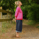 Blouse Constance — Lin rose fuchsia & bandes coquelicot - Quintessence
