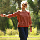Blouse Constance — Lin terracotta & bandes terre de Sienne - Quintessence