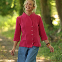 Blouse Dorine double gaze coton fuchsia - Quintessence