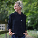 Blouse Dorine double gaze de coton noire - Quintessence